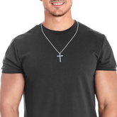 14K White Gold Diamond Round Cut Classic Cross Necklace Pendant (0.83 ct)